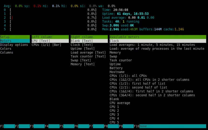Customizing htop